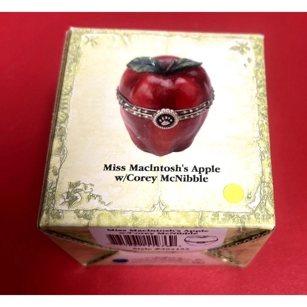 New Boyds Bear Miss Macintosh Apple Treasure BoxTrinket Mouse uncle beans